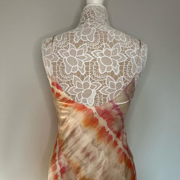 All Saints Orange and Cream Tie-Dye Midi Dress - Picture 3 of 3